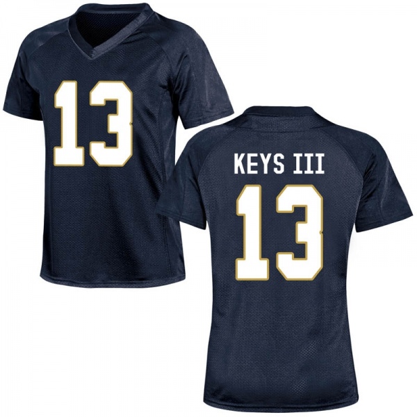 Lawrence Keys III Notre Dame Fighting Irish NCAA Women's #13 Navy Blue Game College Stitched Football Jersey IWC5555WD